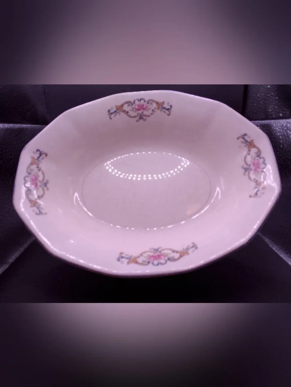 Vintage Crazed Discolored Serving Bowl Oval